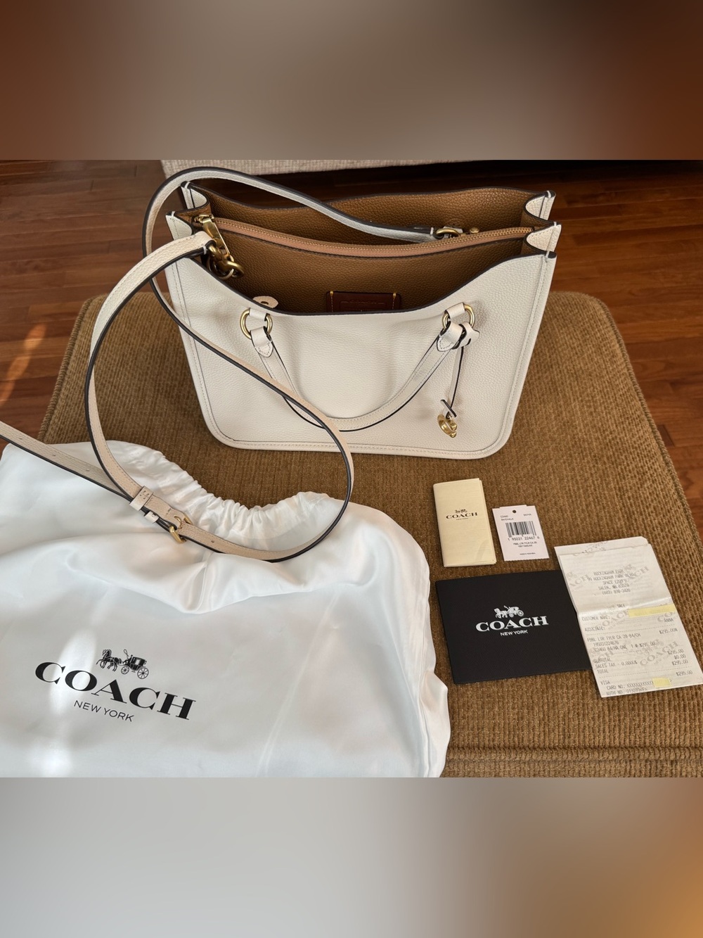Coach Pebbled Leather Tote in Chalk with Tan Interior NWT